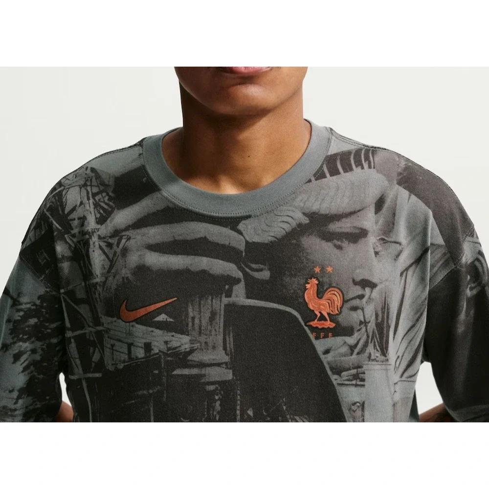 Nike France National Team FFF All Over Print T Shirt IQ2261-068 sz L Loose Fit
